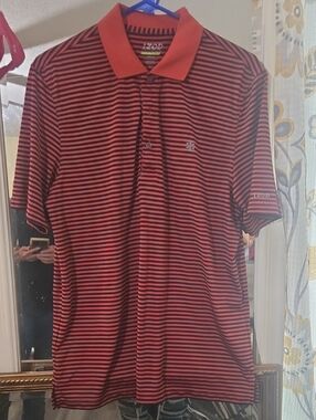 Izod Men's Red and Black Striped Polo